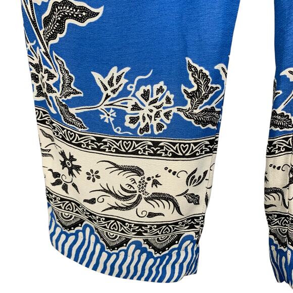 Anthropologie Leif Notes Cropped Pants Blooming Perennial Blue Floral Women's 10 - Picture 5 of 11